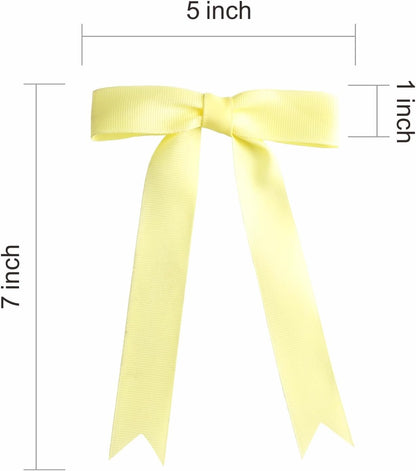 Meseey 30 Pcs 5x7 Inch Yellow Grosgrain Ribbon Bows with Twist Ties, Pre-Tied Bright Decorative Bows for Gift Wrapping, Wedding, Birthday, Graduation, Holiday, Party Decor and DIY Crafts