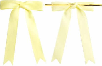 Meseey 30 Pcs 5x7 Inch Yellow Grosgrain Ribbon Bows with Twist Ties, Pre-Tied Bright Decorative Bows for Gift Wrapping, Wedding, Birthday, Graduation, Holiday, Party Decor and DIY Crafts