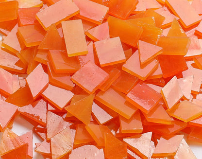 200 Pieces Glass Mosaic Tiles, 4-Shapes Mixed Stained Glass Pieces Tile for Crafts,Orange Ice