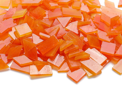 200 Pieces Glass Mosaic Tiles, 4-Shapes Mixed Stained Glass Pieces Tile for Crafts,Orange Ice