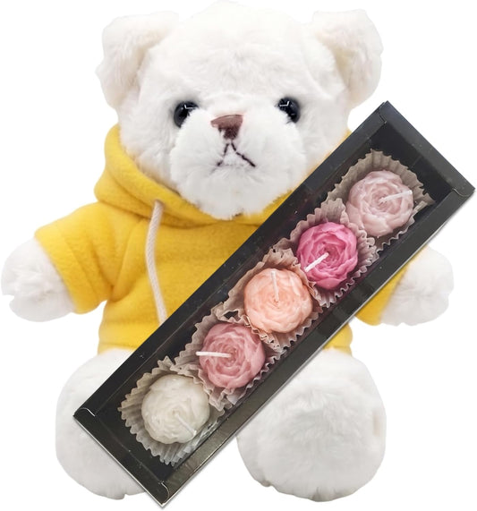 and3 860621 Gift Rose Candle, Black Box, Fluffy Bear, WH Hoodie, Yellow, Present, Birthday, Gift Bag Included