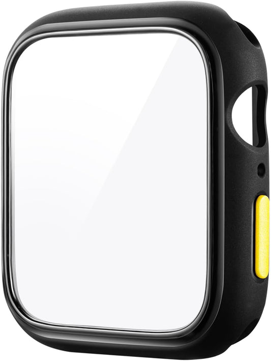 Case Compatible with Apple Watch 1/2/3 42MM with Tempered Glass Screen Protector, Full Coverage Bumper Cover for iWatch Smartwatch Accessories Black+Yellow