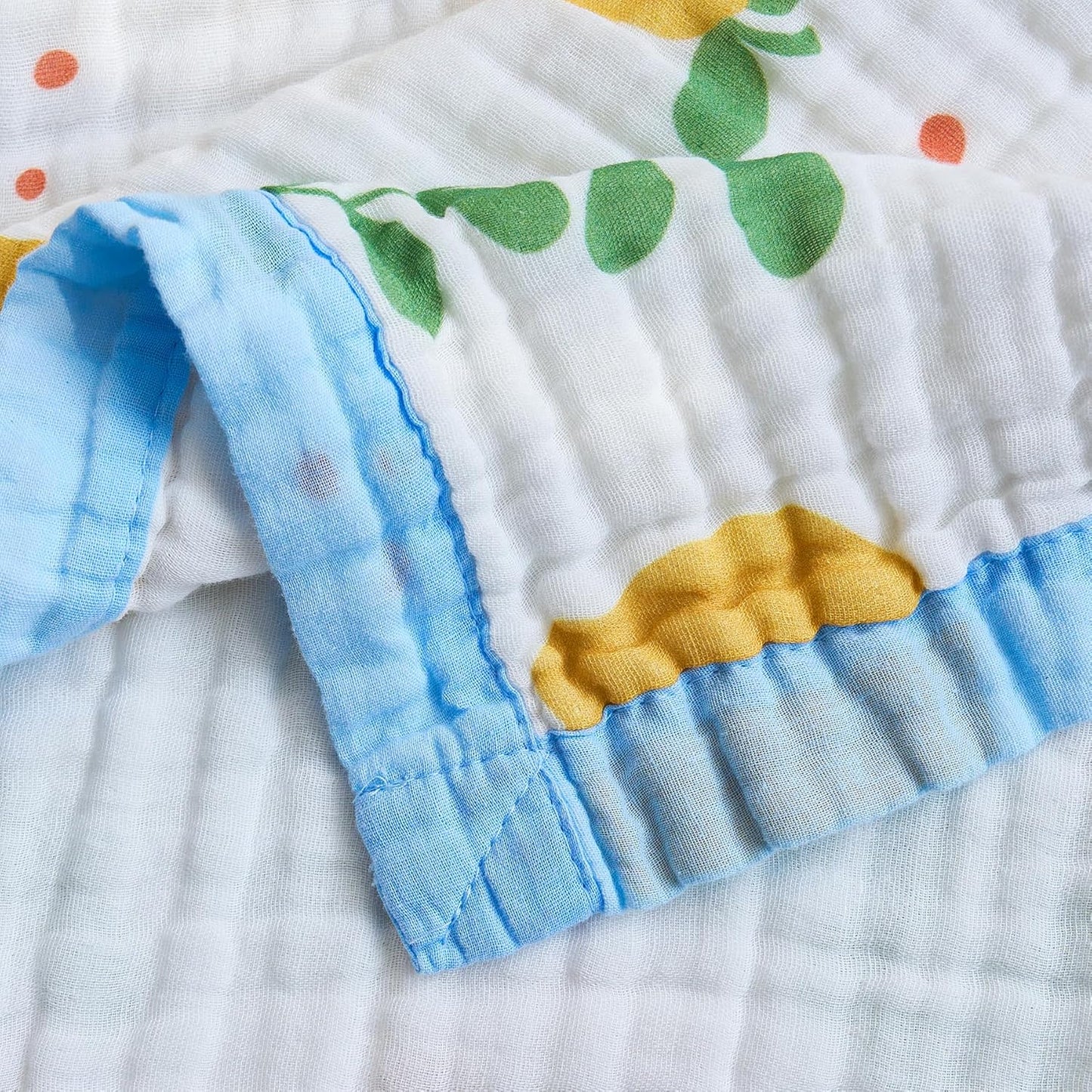 Lemon Yellow Fruit Muslin Blanket 100% Cotton 6 Layer Quilt Bed Blanket Soft Warm Throw Sofa Couch Toddler Kids Boys Girls Cartoon Travel Cover Sheet (Lemon, Twin 58" X 80")