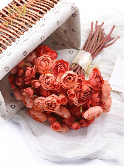 32Pcs Yellow Ranunculus Artificial Flowers for DIY Home Wedding | Fake Peonies, Real Touch Silk Faux Mini Ranunculus Filler Flowers Bulk for Vase Centerpieces, Bridal Shower Decor