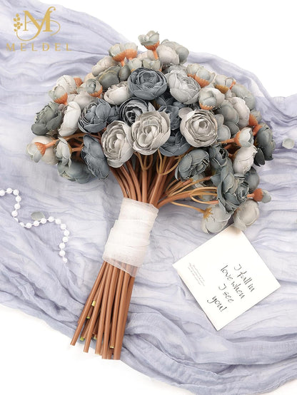 32Pcs Yellow Ranunculus Artificial Flowers for DIY Home Wedding | Fake Peonies, Real Touch Silk Faux Mini Ranunculus Filler Flowers Bulk for Vase Centerpieces, Bridal Shower Decor