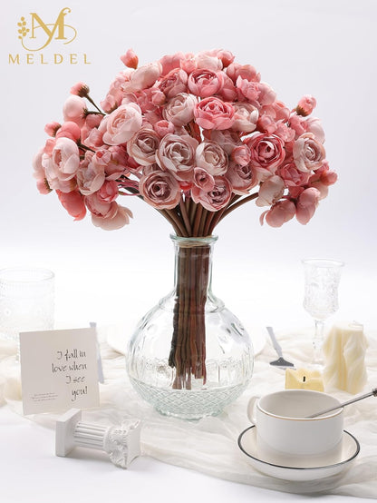 32Pcs Yellow Ranunculus Artificial Flowers for DIY Home Wedding | Fake Peonies, Real Touch Silk Faux Mini Ranunculus Filler Flowers Bulk for Vase Centerpieces, Bridal Shower Decor