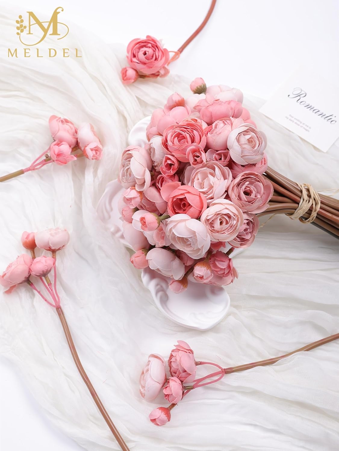 32Pcs Yellow Ranunculus Artificial Flowers for DIY Home Wedding | Fake Peonies, Real Touch Silk Faux Mini Ranunculus Filler Flowers Bulk for Vase Centerpieces, Bridal Shower Decor