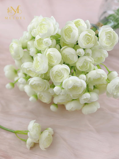 32Pcs Yellow Ranunculus Artificial Flowers for DIY Home Wedding | Fake Peonies, Real Touch Silk Faux Mini Ranunculus Filler Flowers Bulk for Vase Centerpieces, Bridal Shower Decor