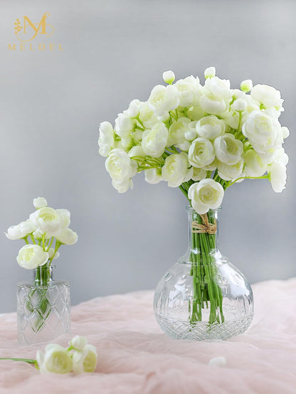 32Pcs Yellow Ranunculus Artificial Flowers for DIY Home Wedding | Fake Peonies, Real Touch Silk Faux Mini Ranunculus Filler Flowers Bulk for Vase Centerpieces, Bridal Shower Decor