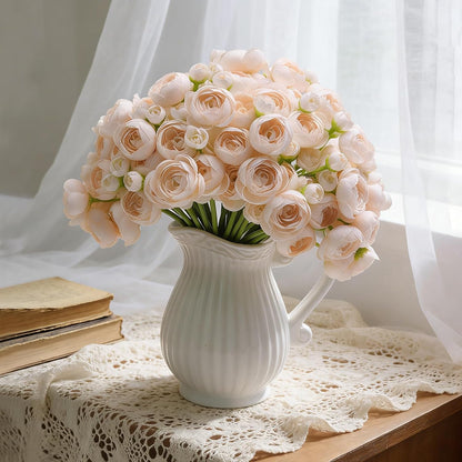32Pcs Yellow Ranunculus Artificial Flowers for DIY Home Wedding | Fake Peonies, Real Touch Silk Faux Mini Ranunculus Filler Flowers Bulk for Vase Centerpieces, Bridal Shower Decor