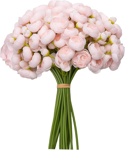 32Pcs Yellow Ranunculus Artificial Flowers for DIY Home Wedding | Fake Peonies, Real Touch Silk Faux Mini Ranunculus Filler Flowers Bulk for Vase Centerpieces, Bridal Shower Decor