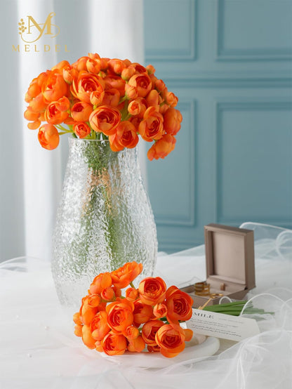 32Pcs Yellow Ranunculus Artificial Flowers for DIY Home Wedding | Fake Peonies, Real Touch Silk Faux Mini Ranunculus Filler Flowers Bulk for Vase Centerpieces, Bridal Shower Decor