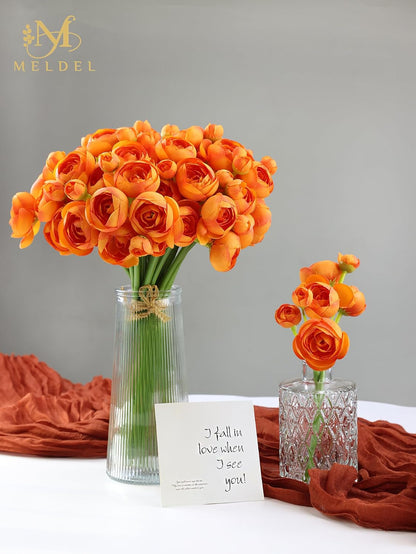 32Pcs Yellow Ranunculus Artificial Flowers for DIY Home Wedding | Fake Peonies, Real Touch Silk Faux Mini Ranunculus Filler Flowers Bulk for Vase Centerpieces, Bridal Shower Decor