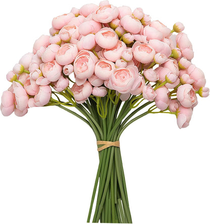 32Pcs Yellow Ranunculus Artificial Flowers for DIY Home Wedding | Fake Peonies, Real Touch Silk Faux Mini Ranunculus Filler Flowers Bulk for Vase Centerpieces, Bridal Shower Decor