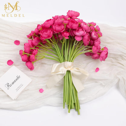 32Pcs Yellow Ranunculus Artificial Flowers for DIY Home Wedding | Fake Peonies, Real Touch Silk Faux Mini Ranunculus Filler Flowers Bulk for Vase Centerpieces, Bridal Shower Decor