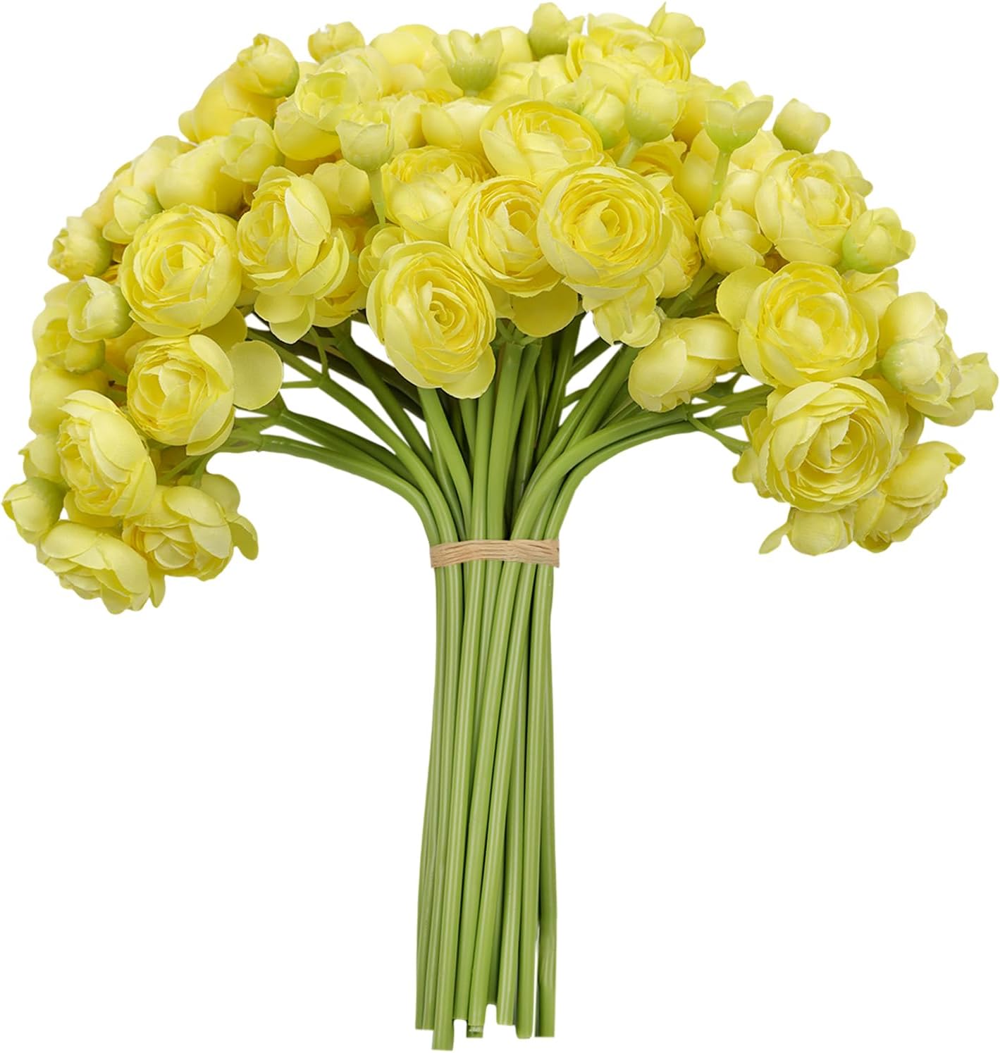 32Pcs Yellow Ranunculus Artificial Flowers for DIY Home Wedding | Fake Peonies, Real Touch Silk Faux Mini Ranunculus Filler Flowers Bulk for Vase Centerpieces, Bridal Shower Decor