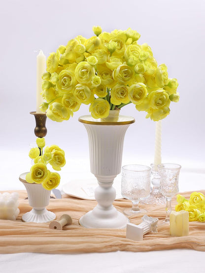 32Pcs Yellow Ranunculus Artificial Flowers for DIY Home Wedding | Fake Peonies, Real Touch Silk Faux Mini Ranunculus Filler Flowers Bulk for Vase Centerpieces, Bridal Shower Decor