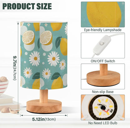 Bedside Table Lamp Lemon Yellow Citrus Fruits (99) Kids Nightstand Lamp Night Light Fabric Shade for Bedroom Living Room Home Office