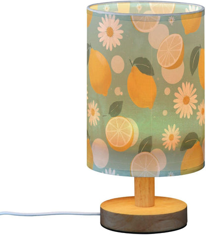 Bedside Table Lamp Lemon Yellow Citrus Fruits (99) Kids Nightstand Lamp Night Light Fabric Shade for Bedroom Living Room Home Office