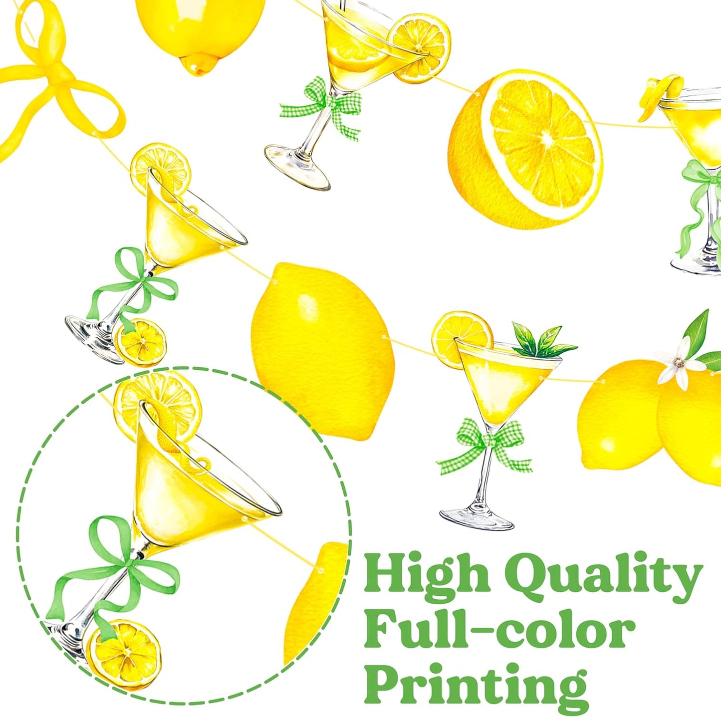 Lemon Martini Happy Birthday Banner Lemonade Birthday Party Decorations 3Pcs Gold Glitter Lemon Cocktail Bow Banners Lemonade Themed Party Supplies for Summer Circus Bachelorette Decor