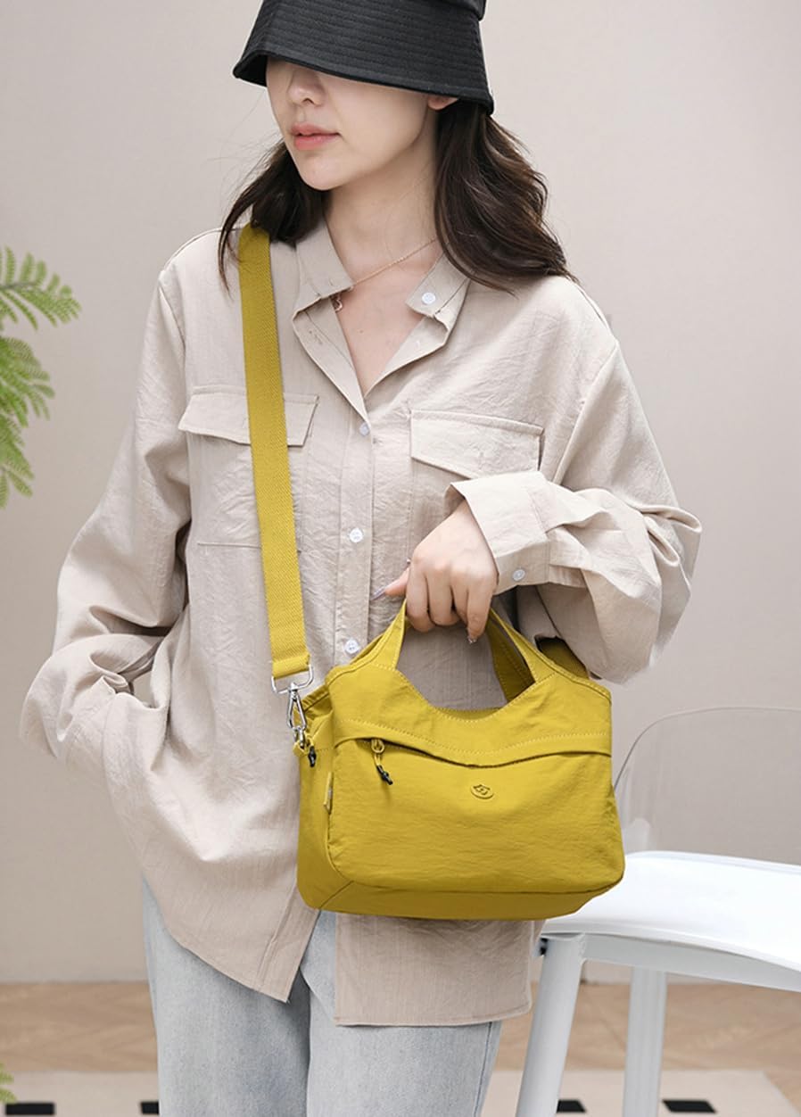 Nylon Top-handle Clutch Purses for Women Small Tote Bag Casual Travel Pouch Lightweight Crossbody Shoulder Handbag Satchels