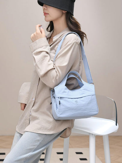 Nylon Top-handle Clutch Purses for Women Small Tote Bag Casual Travel Pouch Lightweight Crossbody Shoulder Handbag Satchels