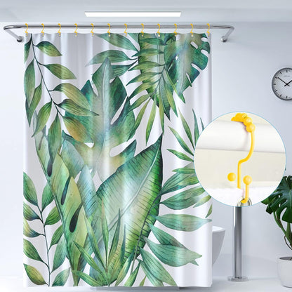 Shower Curtain Hooks,304 Stainless Steel Shower Rings for Bathroom,Double Glide Shower Hooks for Bathroom Shower Curtain Rods Curtains,Set of 12 Hooks,Yellow（Shower Curtain Hooks Style A ）