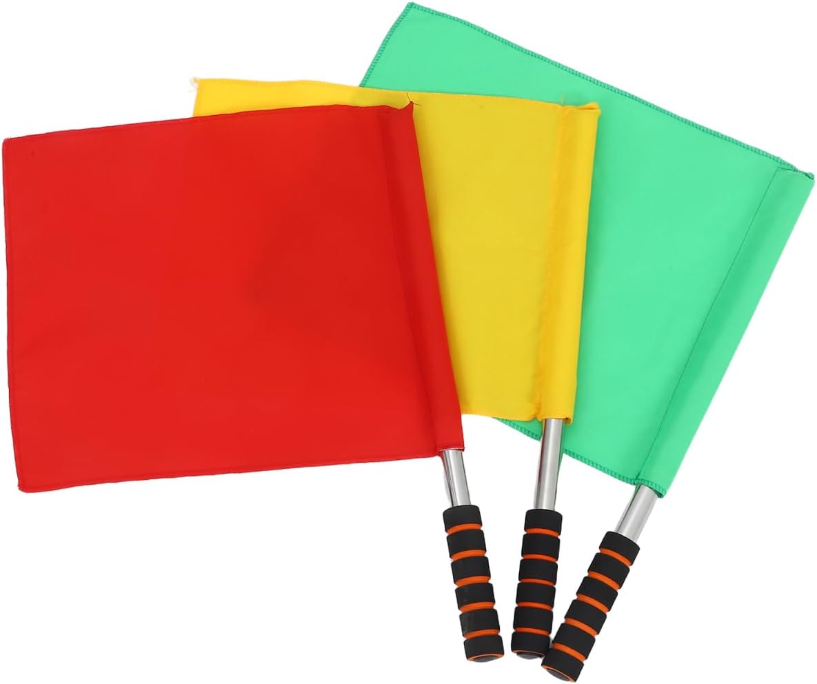 3Pcs Flags Red Green Yellow for Traffic Control Safety Signaling Handheld Flags 18X14 Inch