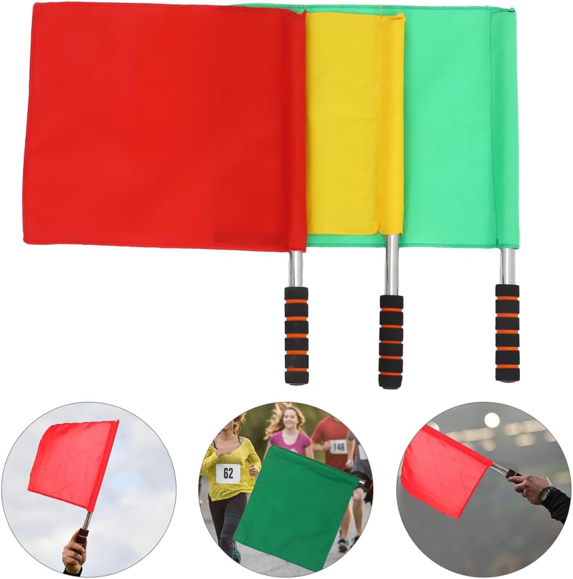 3Pcs Flags Red Green Yellow for Traffic Control Safety Signaling Handheld Flags 18X14 Inch