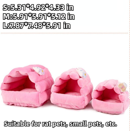 Guinea Pig Hideout Hamster Cage Accessories Small Animal House Washable Warm Bed for Dwarf Rabbit Chinchilla,Ferret,Hedgehog,Rat,Bearded Dragon,Sugar Glider (Yellow,Large)