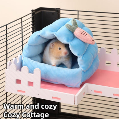 Guinea Pig Hideout Hamster Cage Accessories Small Animal House Washable Warm Bed for Dwarf Rabbit Chinchilla,Ferret,Hedgehog,Rat,Bearded Dragon,Sugar Glider (Yellow,Large)