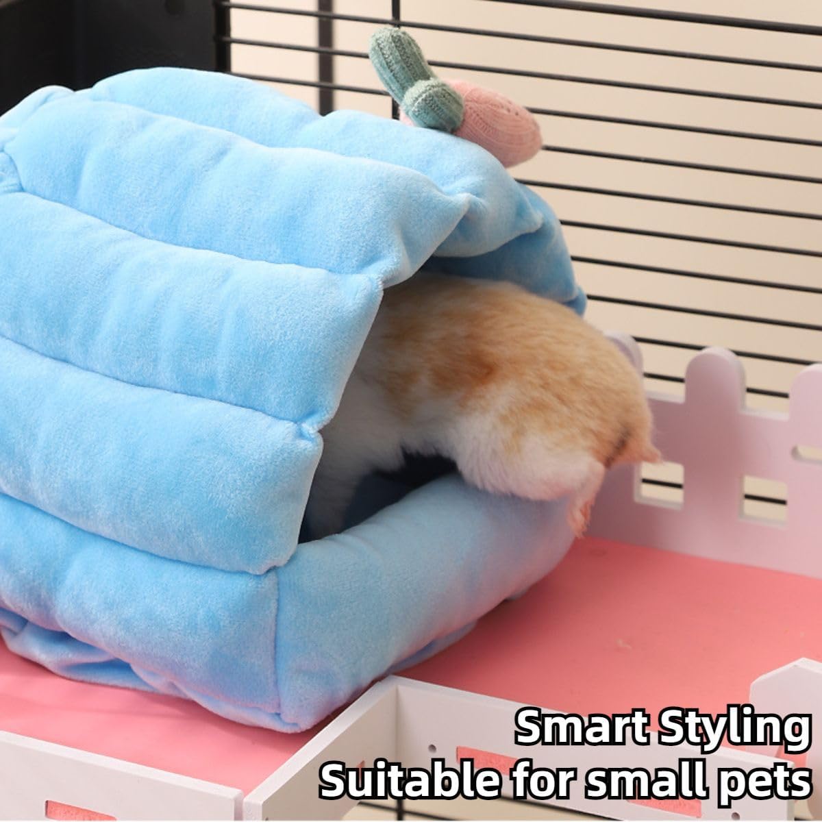 Guinea Pig Hideout Hamster Cage Accessories Small Animal House Washable Warm Bed for Dwarf Rabbit Chinchilla,Ferret,Hedgehog,Rat,Bearded Dragon,Sugar Glider (Yellow,Large)