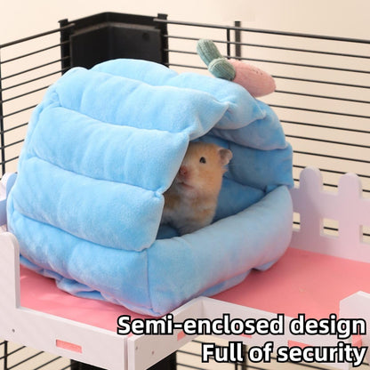 Guinea Pig Hideout Hamster Cage Accessories Small Animal House Washable Warm Bed for Dwarf Rabbit Chinchilla,Ferret,Hedgehog,Rat,Bearded Dragon,Sugar Glider (Yellow,Large)