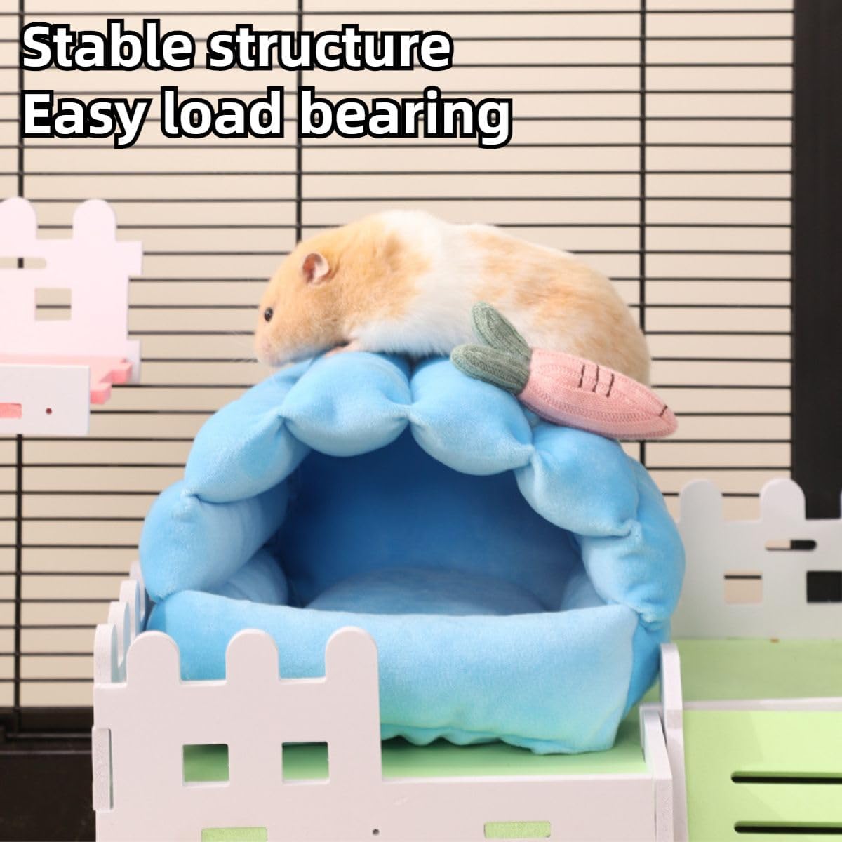 Guinea Pig Hideout Hamster Cage Accessories Small Animal House Washable Warm Bed for Dwarf Rabbit Chinchilla,Ferret,Hedgehog,Rat,Bearded Dragon,Sugar Glider (Yellow,Large)