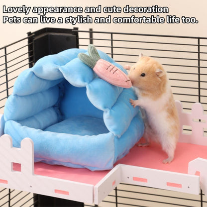 Guinea Pig Hideout Hamster Cage Accessories Small Animal House Washable Warm Bed for Dwarf Rabbit Chinchilla,Ferret,Hedgehog,Rat,Bearded Dragon,Sugar Glider (Yellow,Large)