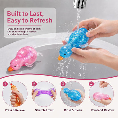2 Pack Duck Sugar Stress Ball Squishy Vase Fillers for Adults, Kawaii Squishy Stress Balls, Duck Sugar Ball Vase Fillers, Home Decoration, Party Favors, Easter Basket Stuffers (Yellow & Purple)