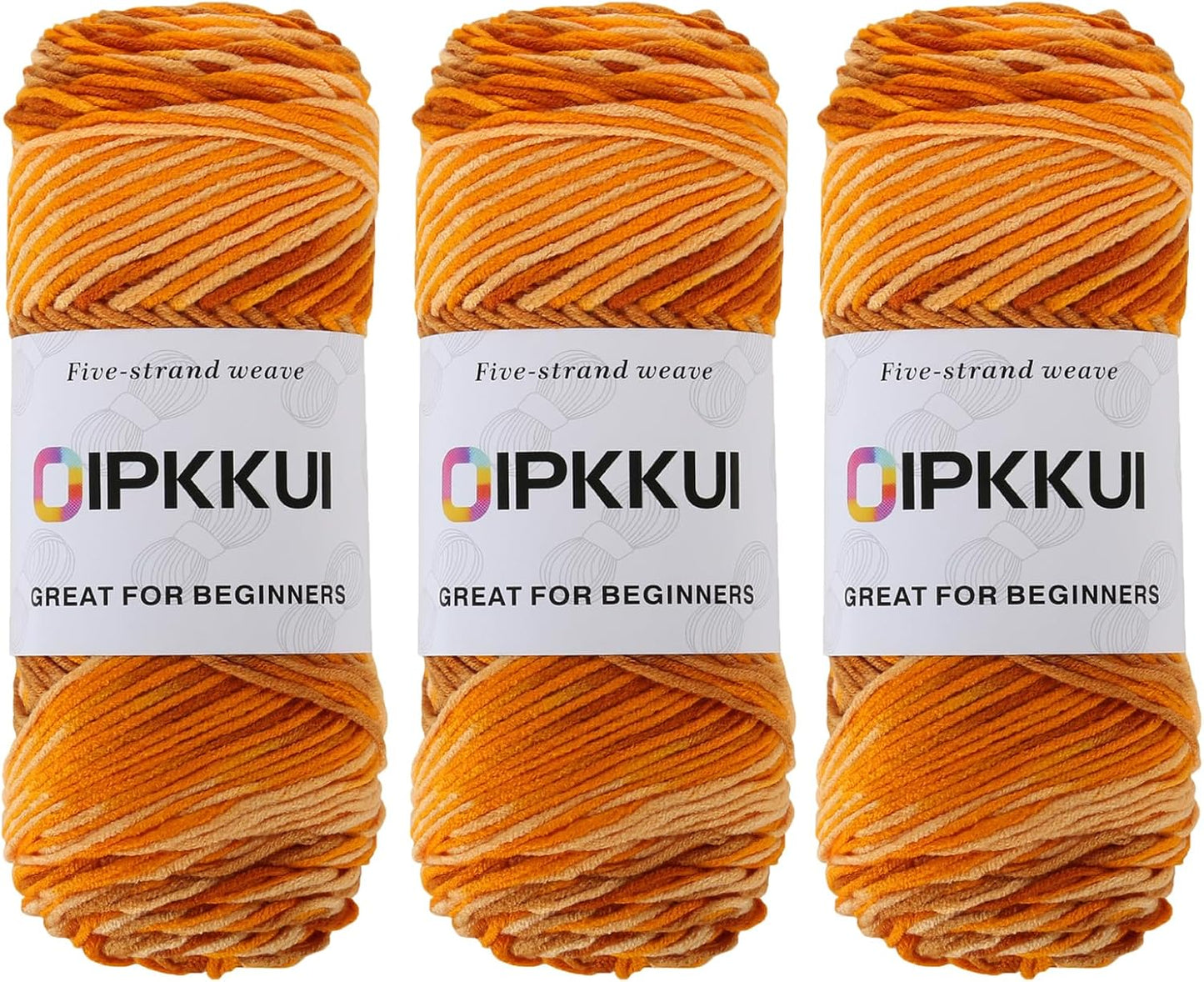 3PACK 5-Ply Variegated Yarn for Crocheting, Yarn Soft Each 3pcs/300g/630 Yards Soft Cozy, Multi-Color Gradient for Knitting Sweaters, Scarves, Shawls, Hats (Orange Yellow)