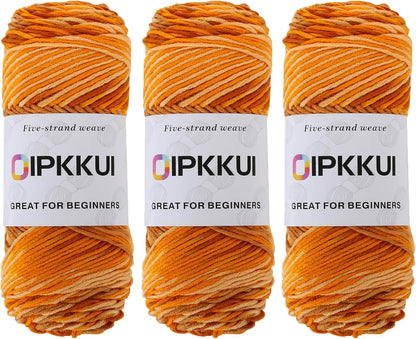 3PACK 5-Ply Variegated Yarn for Crocheting, Yarn Soft Each 3pcs/300g/630 Yards Soft Cozy, Multi-Color Gradient for Knitting Sweaters, Scarves, Shawls, Hats (Orange Yellow)