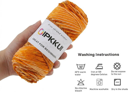 3PACK 5-Ply Variegated Yarn for Crocheting, Yarn Soft Each 3pcs/300g/630 Yards Soft Cozy, Multi-Color Gradient for Knitting Sweaters, Scarves, Shawls, Hats (Orange Yellow)