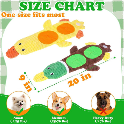 Dog Squeaky Toys, 2 Pack Stuffless Duck Dog Snuffle Toy, Squeaker Water Bottle Toy with No Stuffing Body, Soft Puzzle Interactive Training Toys for Small Medium Dogs Puppy to Keep Them Busy