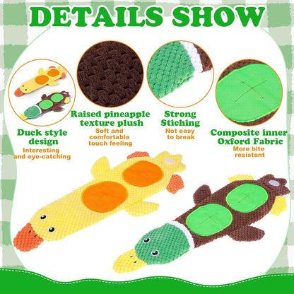 Dog Squeaky Toys, 2 Pack Stuffless Duck Dog Snuffle Toy, Squeaker Water Bottle Toy with No Stuffing Body, Soft Puzzle Interactive Training Toys for Small Medium Dogs Puppy to Keep Them Busy
