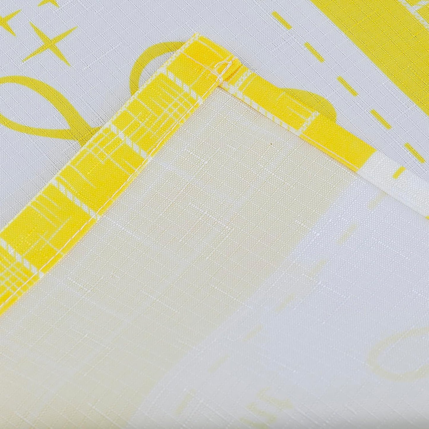 Live Love Laugh 3 Piece Printed Kitchen Window Curtain Valance and Tier Panels Set (Yellow, 36" Tiers Set)