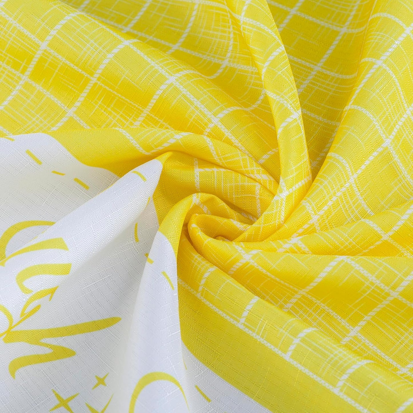Live Love Laugh 3 Piece Printed Kitchen Window Curtain Valance and Tier Panels Set (Yellow, 36" Tiers Set)