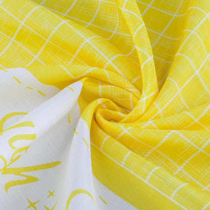 Live Love Laugh 3 Piece Printed Kitchen Window Curtain Valance and Tier Panels Set (Yellow, 36" Tiers Set)