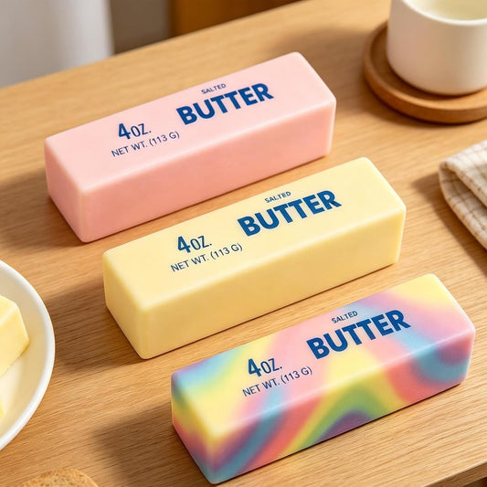 Realistic Soft Butter Stick Fidget Toy,Slow Rebound Cute Butter Squeeze Stress Balls, Slow Rising Portable Squishy for Adults Anxiety & Stress Relief, Sensory Gifts for Office, Home (Yellow)