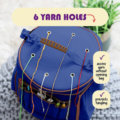 Crochet Bag Organizer – Durable Knitting Bag, Yarn Organizer for Accessories and Supplies, Canvas Yarn Holder, Crochet Carrying Case with Accessories Pouch, Storage Organizer –Mustard
