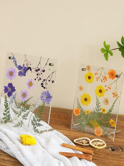 16 Pcs Dried Pressed Flowers, Real Natural Dry Flowers Leaves Set for Resin Mold, Scrapbooking DIY Art Crafts (Purple Dream)