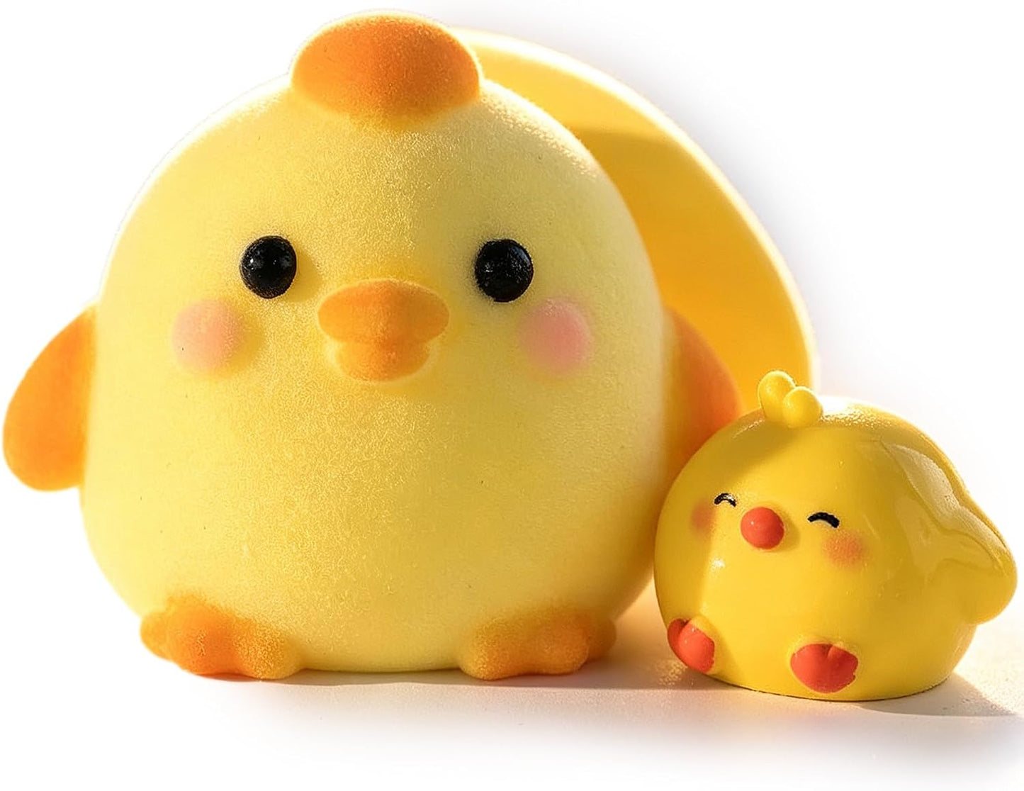 Handmade Taba Squishy Chick Toy, Cute Squishy Stress Relief Fidget Toy | Soft Non-toxic Silicone Butter Cheese Dumpling Squishy, Fuzzy Animal Sensory Toys for Kids Adults, Yellow Chick
