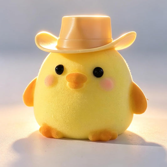 Handmade Taba Squishy Chick Toy, Cute Squishy Stress Relief Fidget Toy | Soft Non-toxic Silicone Butter Cheese Dumpling Squishy, Fuzzy Animal Sensory Toys for Kids Adults, Yellow Chick