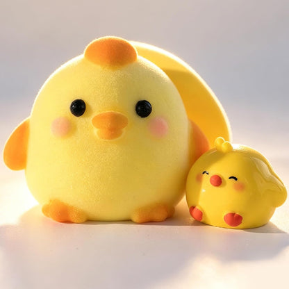 Handmade Taba Squishy Chick Toy, Cute Squishy Stress Relief Fidget Toy | Soft Non-toxic Silicone Butter Cheese Dumpling Squishy, Fuzzy Animal Sensory Toys for Kids Adults, Yellow Chick